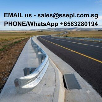 Curved road with metal guardrails under a blue sky; overlay text shows: EMAIL us - sales@ssepl.com.sg, PHONE/WhatsApp +6583280194.